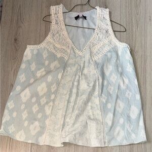 NOBO no boundaries Blue Sleeveless Tank Top with Lace Trim shirt